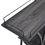 Black Industrial Bar Cart with Wheels, 3-Tier, 11-Bottle & 16-Glass Rack, 1-Person Use
