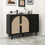 Modern 2-Door Storage Cabinet with 3 Drawers and Adjustable Shelves for Bedroom, Living Room, Study