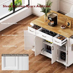 White / Black / Grey+Blue Rolling Kitchen Island with Drop Leaf | Rustic Style