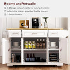 White / Black / Grey+Blue Rolling Kitchen Island with Drop Leaf | Rustic Style