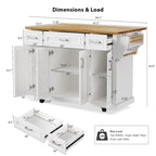 White / Black / Grey+Blue Rolling Kitchen Island with Drop Leaf | Rustic Style
