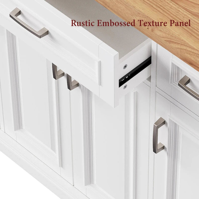 White / Black / Grey+Blue Rolling Kitchen Island with Drop Leaf | Rustic Style