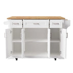 White / Black / Grey+Blue Rolling Kitchen Island with Drop Leaf | Rustic Style
