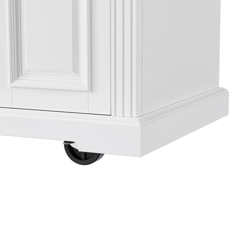 White / Black / Grey+Blue Rolling Kitchen Island with Drop Leaf | Rustic Style