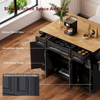 White / Black / Grey+Blue Rolling Kitchen Island with Drop Leaf | Rustic Style