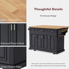 White / Black / Grey+Blue Rolling Kitchen Island with Drop Leaf | Rustic Style