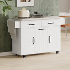 Walnut Brown / Grey / White Oak Rolling Kitchen Island Cart with Drop Leaf, Drawers & Storage