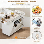 Walnut Brown / Grey / White Oak Rolling Kitchen Island Cart with Drop Leaf, Drawers & Storage