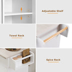 Walnut Brown / Grey / White Oak Rolling Kitchen Island Cart with Drop Leaf, Drawers & Storage