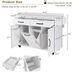 Walnut Brown / Grey / White Oak Rolling Kitchen Island Cart with Drop Leaf, Drawers & Storage