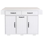 Walnut Brown / Grey / White Oak Rolling Kitchen Island Cart with Drop Leaf, Drawers & Storage