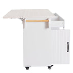Walnut Brown / Grey / White Oak Rolling Kitchen Island Cart with Drop Leaf, Drawers & Storage