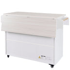 Walnut Brown / Grey / White Oak Rolling Kitchen Island Cart with Drop Leaf, Drawers & Storage