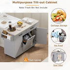 Walnut Brown / Grey / White Oak Rolling Kitchen Island Cart with Drop Leaf, Drawers & Storage