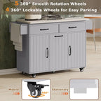Walnut Brown / Grey / White Oak Rolling Kitchen Island Cart with Drop Leaf, Drawers & Storage