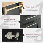 Black Rolling Kitchen Island Cart with Drop Leaf & 2 Drawers, 3-Tier Pull-Out
