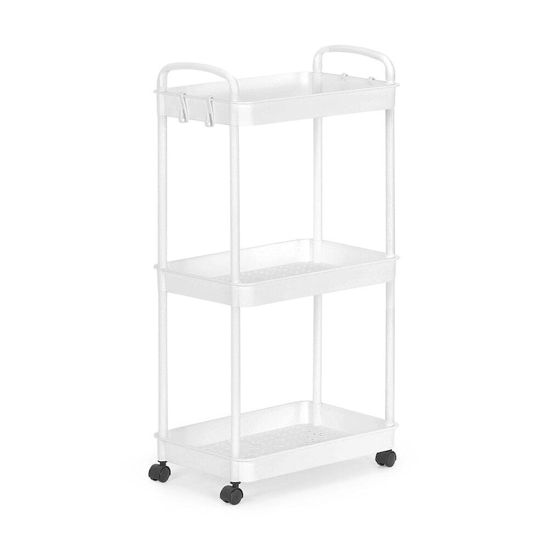 White / Black Rolling Storage Cart – 2, 3 & 4-Tier, 1-Person Use