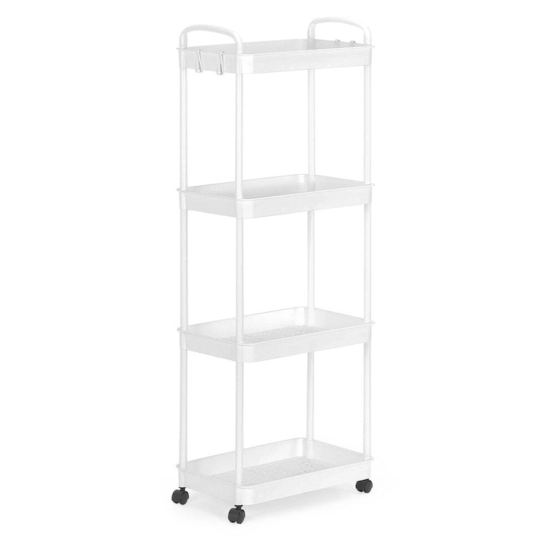 White / Black Rolling Storage Cart – 2, 3 & 4-Tier, 1-Person Use