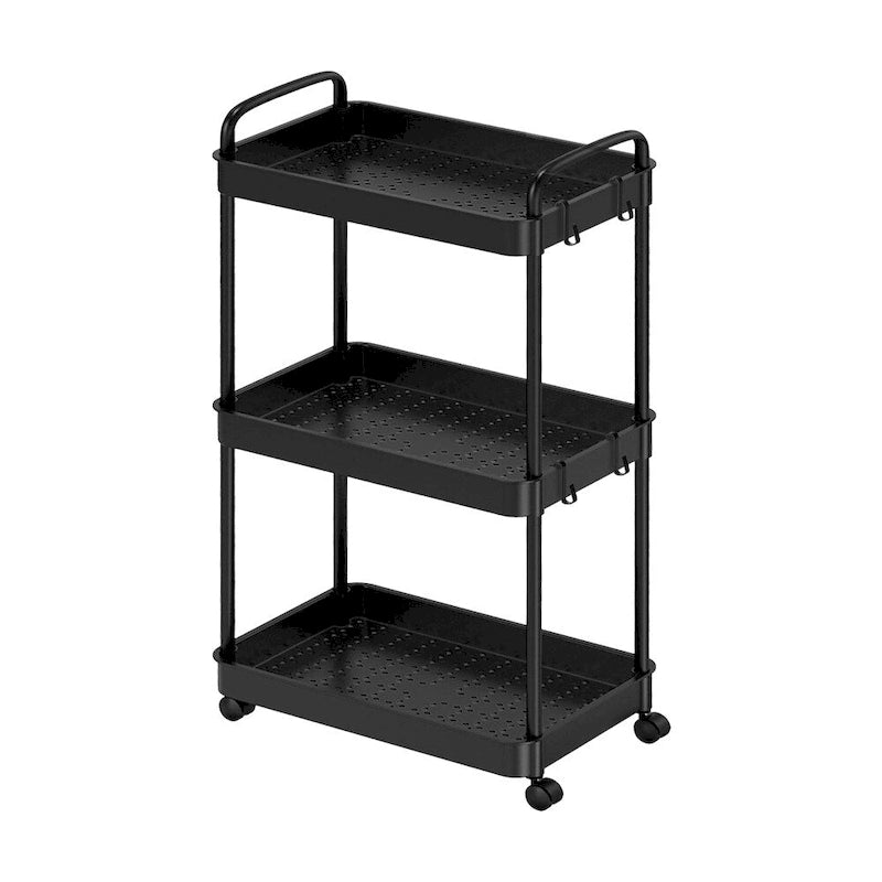 White / Black Rolling Storage Cart – 2, 3 & 4-Tier, 1-Person Use