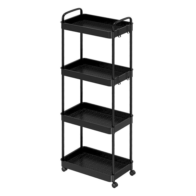 White / Black Rolling Storage Cart – 2, 3 & 4-Tier, 1-Person Use