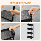 White / Black Rolling Storage Cart – 2, 3 & 4-Tier, 1-Person Use