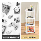 White / Black Rolling Storage Cart – 2, 3 & 4-Tier, 1-Person Use