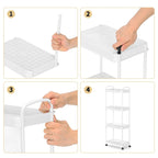 White / Black Rolling Storage Cart – 2, 3 & 4-Tier, 1-Person Use