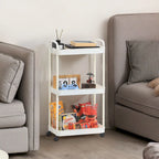 White / Black Rolling Storage Cart – 2, 3 & 4-Tier, 1-Person Use