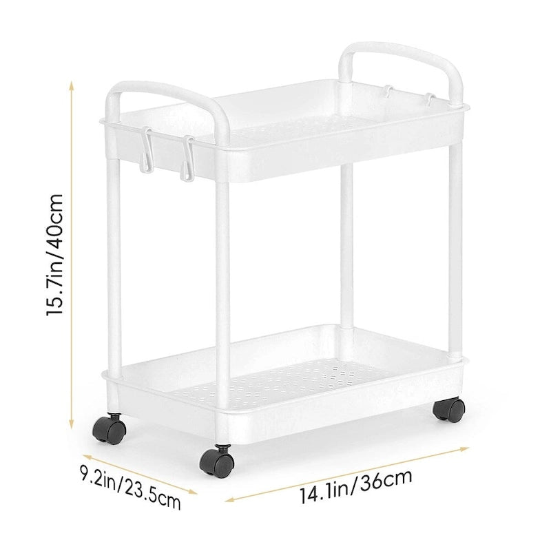 White / Black Rolling Storage Cart – 2, 3 & 4-Tier, 1-Person Use