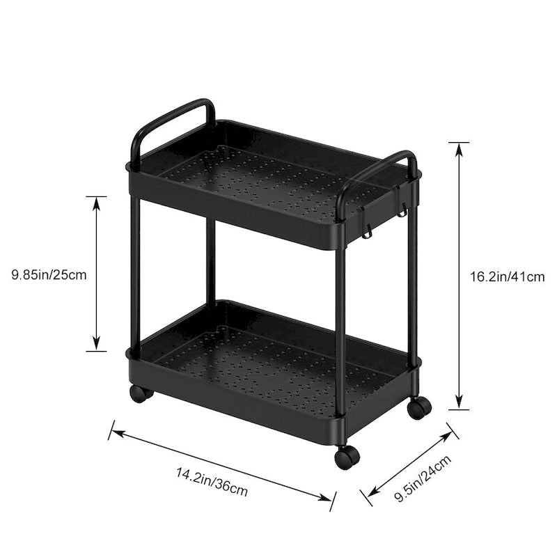 White / Black Rolling Storage Cart – 2, 3 & 4-Tier, 1-Person Use