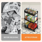 White / Black Rolling Storage Cart – 2, 3 & 4-Tier, 1-Person Use