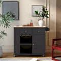 Black / Blue / White Rolling Kitchen Island with Power Outlet, Drop Leaf & Wine Rack – 1 Unit