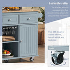 Black / Blue / White Rolling Kitchen Island with Power Outlet, Drop Leaf & Wine Rack – 1 Unit