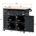 Black / Blue / White Rolling Kitchen Island with Power Outlet, Drop Leaf & Wine Rack – 1 Unit