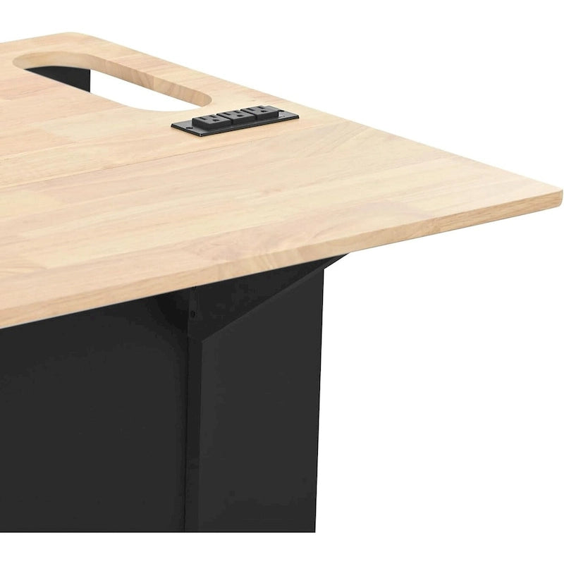 Black / Blue / White Rolling Kitchen Island with Power Outlet, Drop Leaf & Wine Rack – 1 Unit