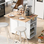 Black / Blue / White Rolling Kitchen Island with Power Outlet, Drop Leaf & Wine Rack – 1 Unit