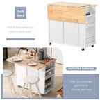 Black / Blue / White Rolling Kitchen Island with Power Outlet, Drop Leaf & Wine Rack – 1 Unit