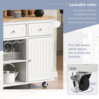 Black / Blue / White Rolling Kitchen Island with Power Outlet, Drop Leaf & Wine Rack – 1 Unit