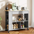 Rolling Kitchen Island Cart with Storage - Grey / Black / White, 1-Person Use