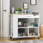 Rolling Kitchen Island Cart with Storage - Grey / Black / White, 1-Person Use