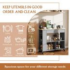 Rolling Kitchen Island Cart with Storage - Grey / Black / White, 1-Person Use