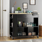 Rolling Kitchen Island Cart with Storage - Grey / Black / White, 1-Person Use