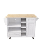 Dark Blue / White / Black Rolling Kitchen Island Cart with Storage, 2-Person Assembly