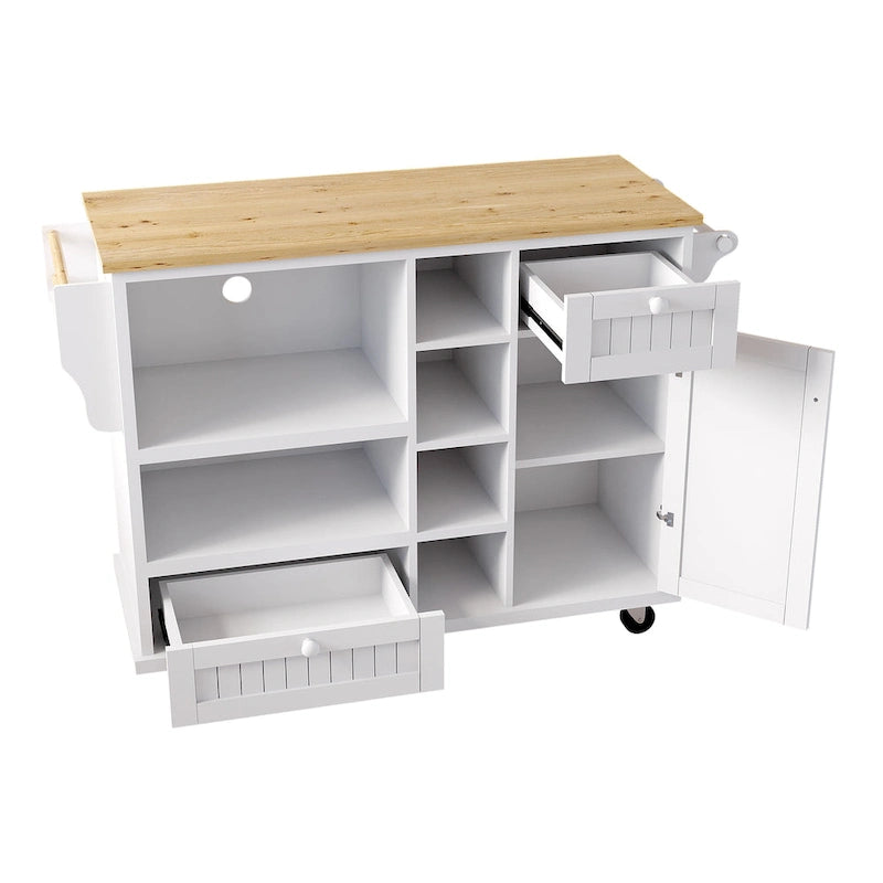 Dark Blue / White / Black Rolling Kitchen Island Cart with Storage, 2-Person Assembly
