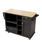 Dark Blue / White / Black Rolling Kitchen Island Cart with Storage, 2-Person Assembly