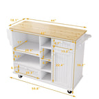 Dark Blue / White / Black Rolling Kitchen Island Cart with Storage, 2-Person Assembly