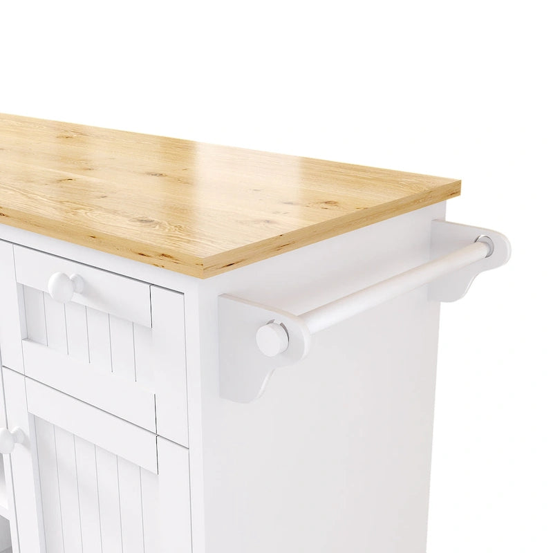 Dark Blue / White / Black Rolling Kitchen Island Cart with Storage, 2-Person Assembly