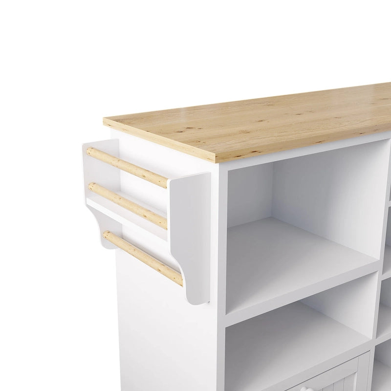 Dark Blue / White / Black Rolling Kitchen Island Cart with Storage, 2-Person Assembly
