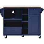 Dark Blue / White / Black Rolling Kitchen Island Cart with Storage, 2-Person Assembly