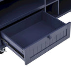 Dark Blue / White / Black Rolling Kitchen Island Cart with Storage, 2-Person Assembly